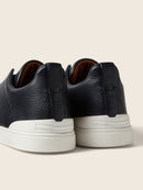 Zegna Deerskin Triple Stitch Navy Blue