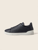 Zegna Deerskin Triple Stitch Navy Blue