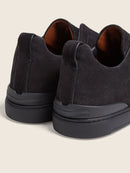 Zegna Suede Triple Stitch Navy Blue