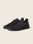 Zegna Suede Triple Stitch Navy Blue
