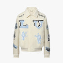 Jaqueta Louis Vuitton Varsity Em Couro Bordada “Multi-Patches Mixed/Milky White”